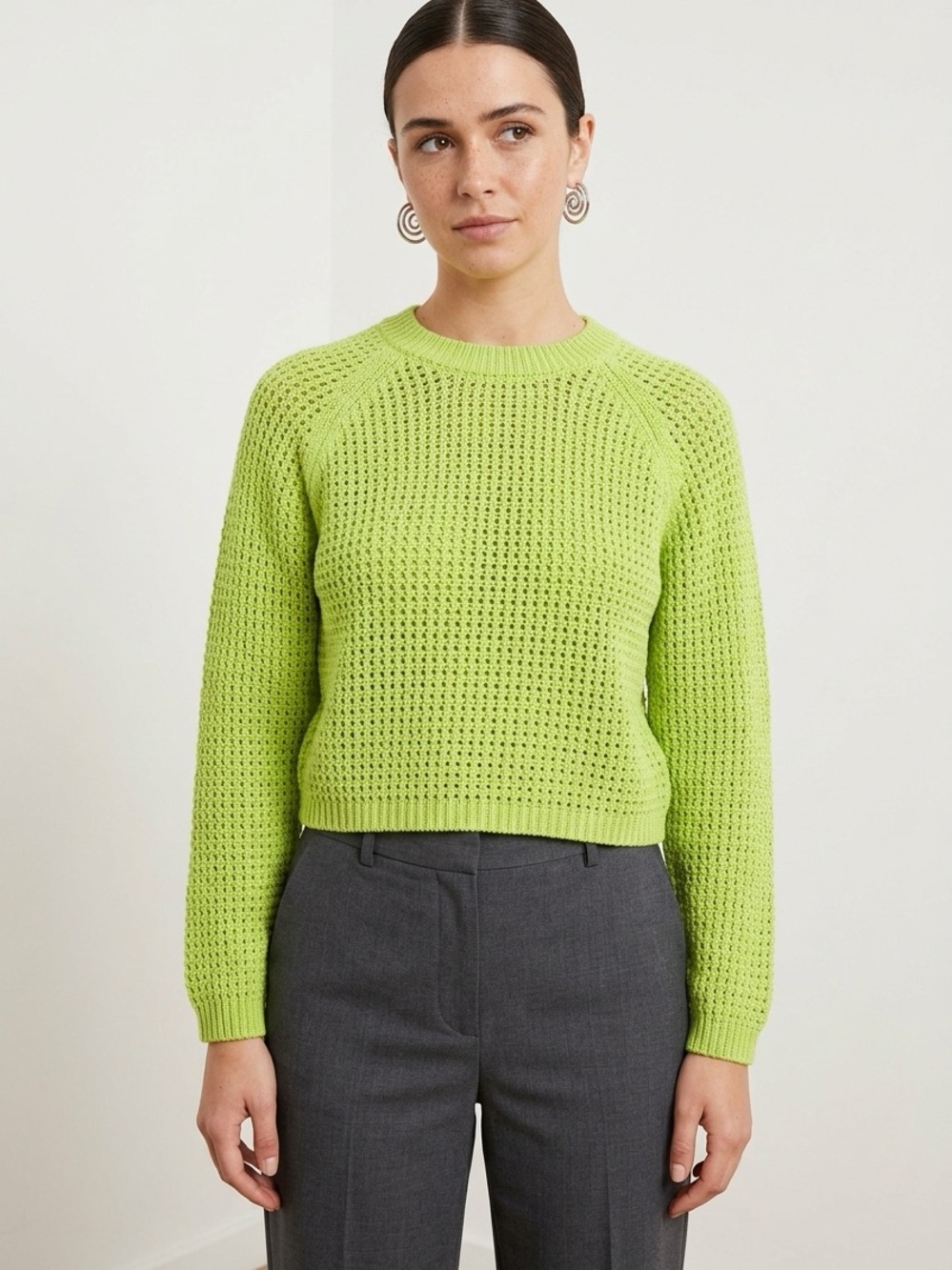 Sweaty Betty Open-Knit Sport Top in bright green